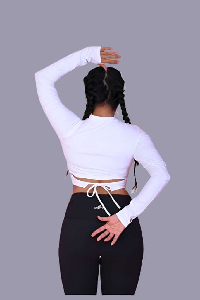 Long Sleeve Top in White YOGINIS 