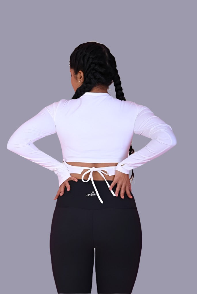 Long Sleeve Top in White YOGINIS 