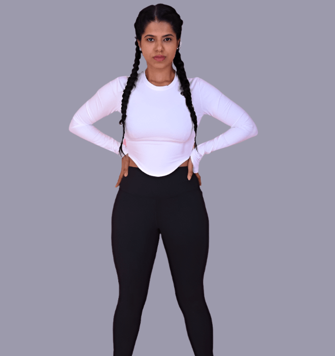 Long Sleeve Top in White YOGINIS 