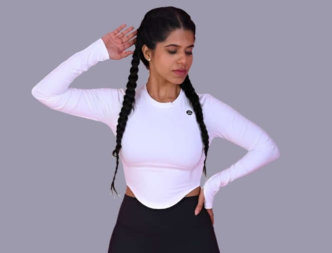 Long Sleeve Top in White YOGINIS 