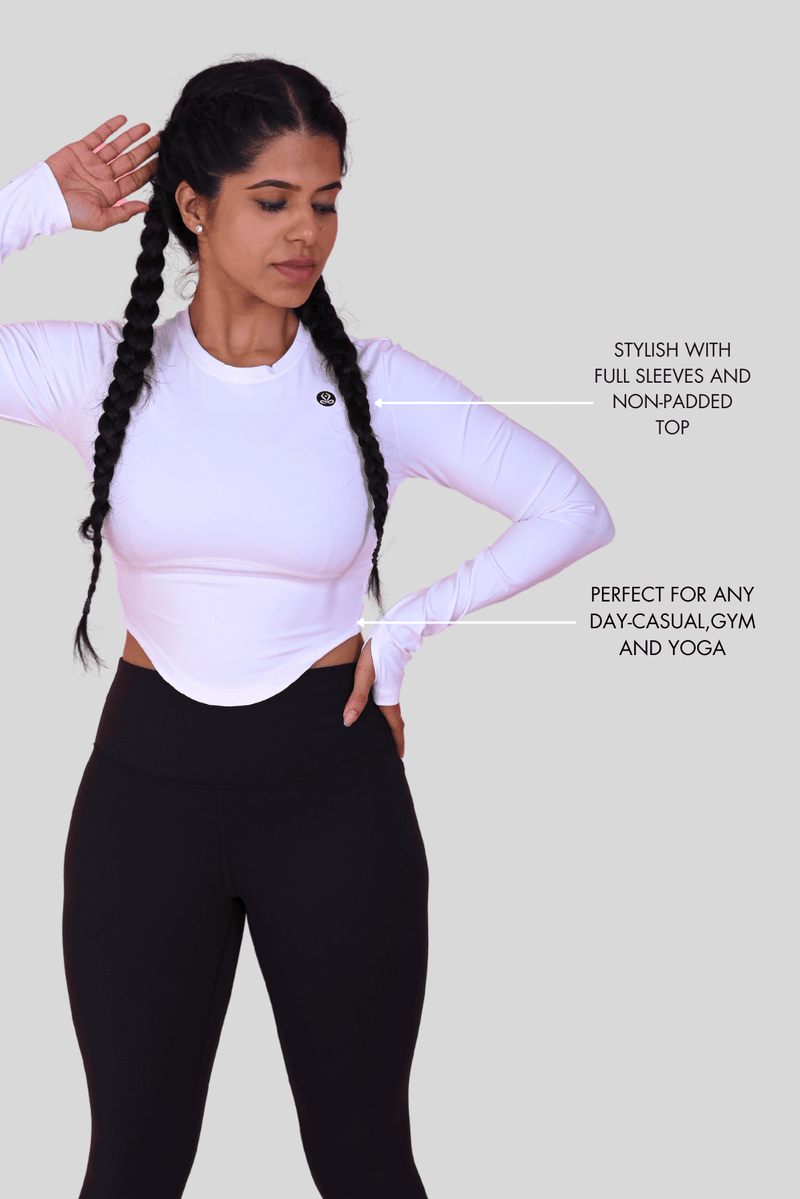 Long Sleeve Top in White YOGINIS 